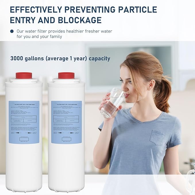 51300C Water Replacement Filter Compatible with Elkay 51300C EWF3000, and Ezh20 Bottle Filling Station, 3000 Gallon Water Filter Replacement for ERF750, 51299C, 55898C (No Chip)