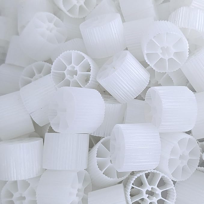 Moving Bed Bio Filter Media - 20mm, White, for Koi Ponds, Aquariums, Aquaculture, Aquaponics (100 pcs)