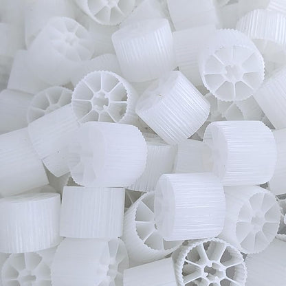 Moving Bed Bio Filter Media - 20mm, White, for Koi Ponds, Aquariums, Aquaculture, Aquaponics (1 Gallon)