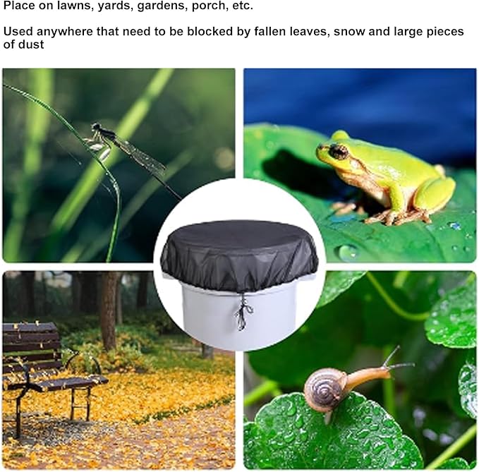 Rain Mesh Cover, Mesh Cover for Rain Barrels, Drawstring Leaf Filter Water Collection Buckets Tank Protector Outdoor Garden Net Screen to Keeps from Leaves and Debris (Dia