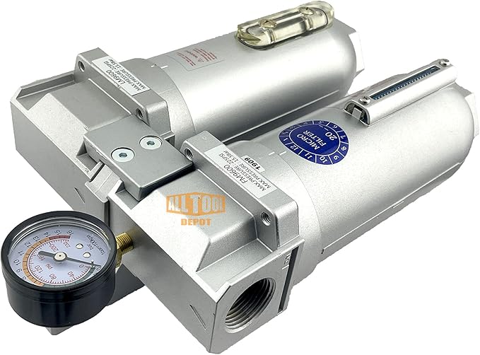 3/4" NPT SUPER DUTY Industrial Grade 2 Stages Coalescing Filter Desiccant Dryer System For Compressed Air Lines, Metal Bowls, Great For Paint Spray And Plasma Cutter