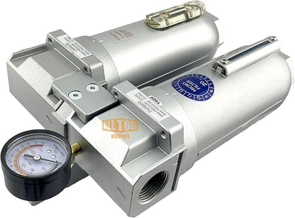 3/4" NPT SUPER DUTY Industrial Grade 2 Stages Coalescing Filter Desiccant Dryer System For Compressed Air Lines, Metal Bowls, Great For Paint Spray And Plasma Cutter