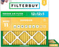 Filterbuy 12x12x1 Air Filter MERV 11 Superior Pet & Allergy Defense (2-Pack), Electrostatic Pleated HVAC AC Furnace Filters Replacement, Made in USA (Actual Size: 11.75 x 11.75 x 0.75)