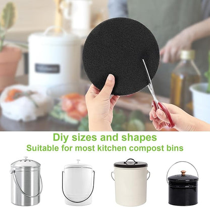 ddLUCK 6 Pack Kitchen Compost Bin Filter, Round Food Waste Bins Activated Carbon Filters,Replaceable Extra Thick Charcoal Filters for Odour Remove All Caddy Bucket,1cm Thickness