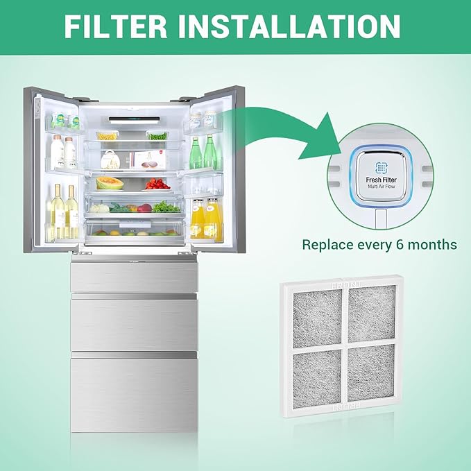 4 Pack Refrigerator Air Filter Replacement, Compatible with LG LT120F and Kenmore Elite 469918, 9918, ADQ73214402, ADQ73214403, ADQ73214404, LMXS30776S