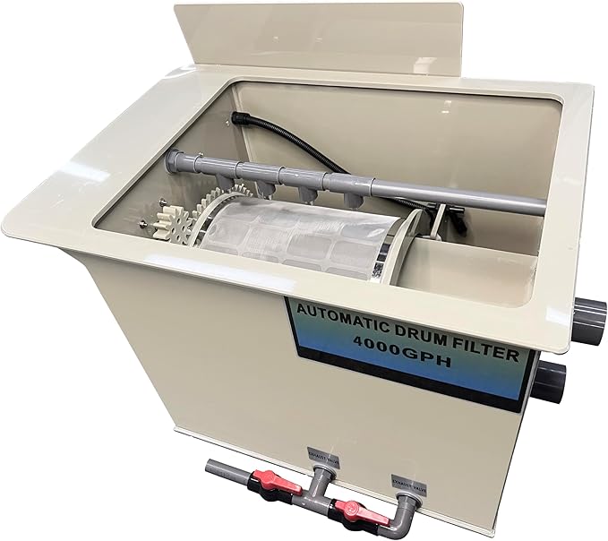 Rotary Drum Filter,Canister Filter,RDF Fully Automatic Water Self-Cleaning Filtration for Koi Pond,Fish Pond,Aquarium,Seedling Cultivation Base,Aquaculture,Hydroponics (4000GPH Standard Edition)