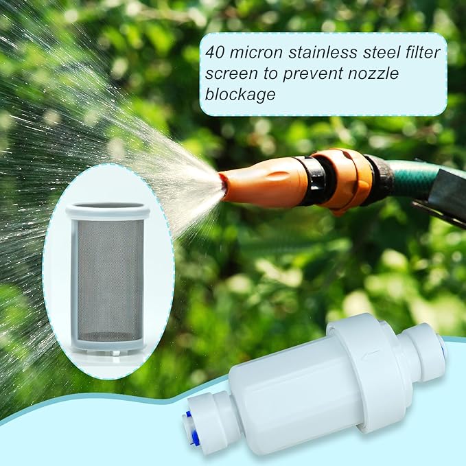 Outdoor Misting System Water Filter 2 Pieces Calcium Inhibitor Filter for 1/4 Garden Hose Hard Water Filter Misting System Protector 100 Mesh