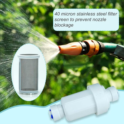 Outdoor Misting System Water Filter 2 Pieces Calcium Inhibitor Filter for 1/4 Garden Hose Hard Water Filter Misting System Protector 100 Mesh