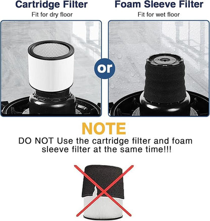 Foam Sleeve Filter for Shop-Vac 90304 90350 90333 Replacement for Most Wet/Dry Vacuum Cleaners 5 Gallon and Above, Compare to Part No.90304, 90585 (2+8+2+1)