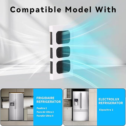 6-Pack Refrigerator Air Filter Replacement for Frigidaire PureAir Ultra 2 & Electrolux ELPAULTRA2 – Triple Layer Activated Carbon, Fast Odor & VOC Removal, Long Lasting, Easy Install