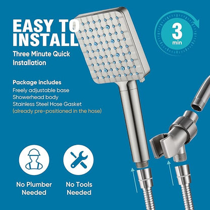 Cobbe Filtered Shower Head with Handheld, High Pressure 6 Spray Mode Showerhead with Filters, Water Softener Filters Beads for Hard Water - Remove Chlorine - Reduces Dry Itchy Skin, Brushed Nickel