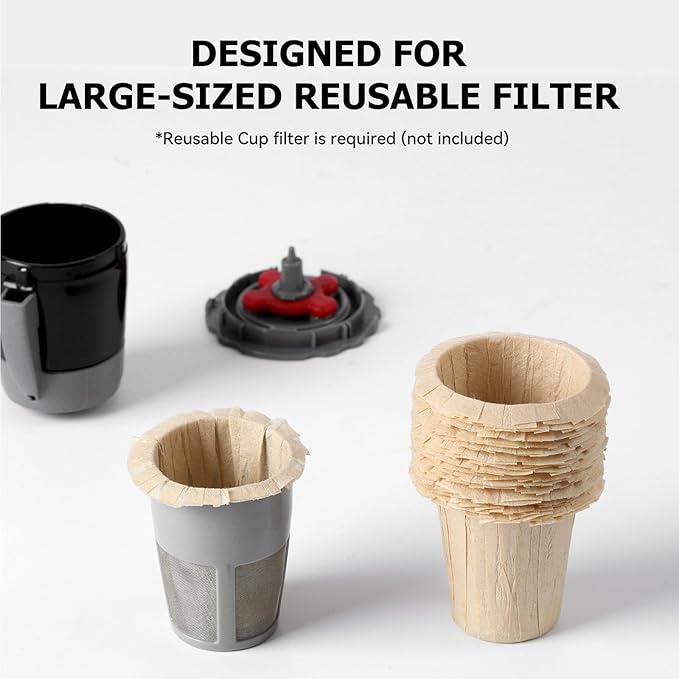 Disposable Coffee Filters (2.1" H) for My K-Cup, K-Carafe, Cuisinart SS-RFC and Other Large Reusable Filter Cups (Unbleached 100 Count)