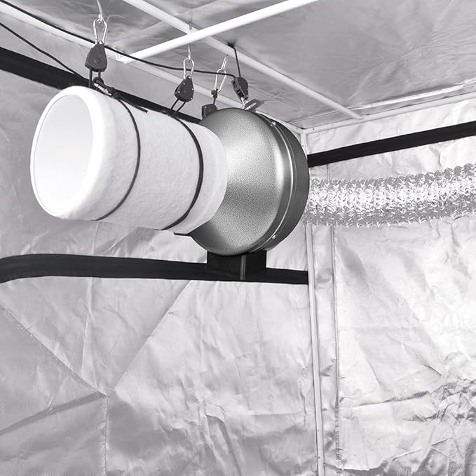 iPower GLFILT6M 6 Inch Air Carbon Filter Indoor Plants Grow Tent Odor Control Scrubber with Australia Activated C for Inline Fan, Reversible Flange, Prefilter Included, 6"