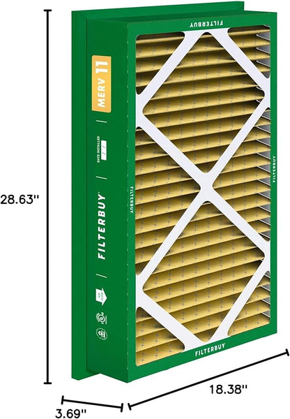 Filterbuy 20x30x5 Air Filter MERV 11 Superior Pet & Allergy Defense (2-Pack), Electrostatic Pleated HVAC AC Furnace Filters Replacement for Honeywell Return Grille (Actual Size: 18.38 x 28.63 x 3.69)