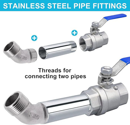 45 Degree Elbow 1PCS, 1" NPT Male X 1" NPT Male 304 Stainless Steel Pipe Fitting, Connector Coupler Apply to Outdoor/Garden/Industrial