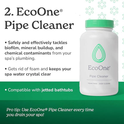 Deep Clean Kit by EcoOne | Comes with Spa & Hot Tub Filter Cleaner, Pipe Cleaner, Hot Tub Shell Cleaner, & Filter Boost | All-Natural, Chlorine-Free, & Fragrance-Free Spa Cleaners | Deeply Cleans