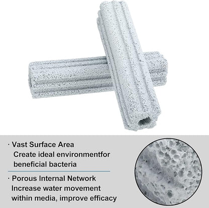RealPlus Ceramic Bio Filter Media for Aquarium Sump Canister Pond Fish Tank, Vast Surface Area (6.2" Length / 24pcs)