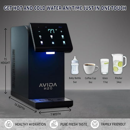 Ultra Instant Hot & Cold Water Dispenser - Bottleless Water Dispenser Countertop, Full Installation Kit, Quiet Multi-Stage Filtration + UV Sterilization - Black