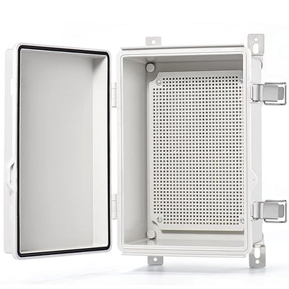 QILIPSU Outdoor Electrical Box, 11.4"x7.5"x5.5" Waterproof Junction Box IP67 ABS Plastic Enclosure Weatherproof Grey Hinged Cover for Electric Project Control