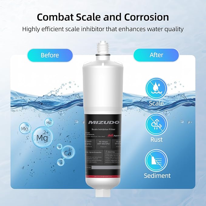 AP431 Replacement Cartridge for Aqua-Pure AP430SS, MIZUDO Whole House Scale Inhibition System, Water Heater Softener System, Prevent Scale Build Up On Hot Water Heaters, 3 Pack
