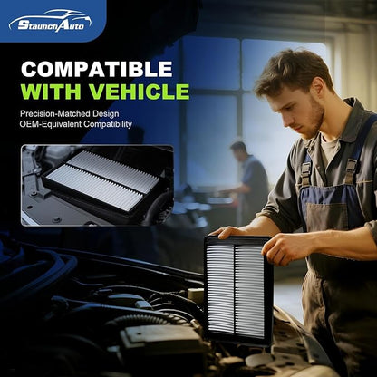 Engine&Cabin Air Filter for Rogue 2.5L(2014-20), Rogue 2.0L Hybrid(2017-19), Rogue Sport 2.0L(2017-22), Qashqai 2.0L(2017-23) Air filter Replacement CF11854 CA11858 Automotive Accessories