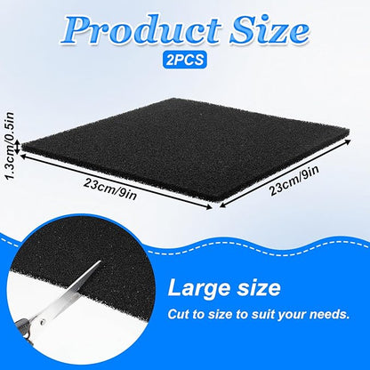 2 Pack Aquarium Bio Sponge Filter Pad, 40 PPI Fish Tank Filter Foam Sponges Filter Media Foam Sponges Cut-to-Size Foams for Fish Tank Ponds (9" x 9" x 0.5")