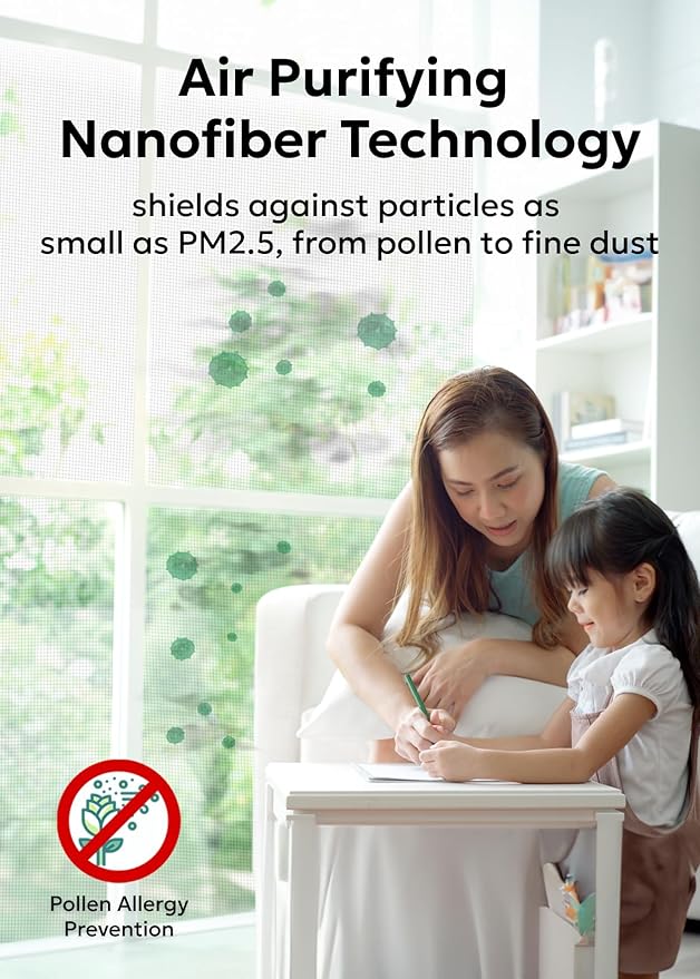Clean Air Window Screen - Filters Pollen, Allergens, Dust, and Ash - Cleaner, Healthier Air - Easy to Cut - Ideal for Patio, Porch, and Window Screen Replacement - (37" x 15')