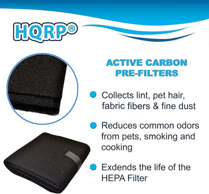 HQRP 2x Activated Carbon Filter Pad Cut To Fit Air Filter Roll for Improved Filtration - Universal Carbon Sheet for Air Purifier, Furnace, AC, Range Hood, 3D Printer, and Odor/VOC Control
