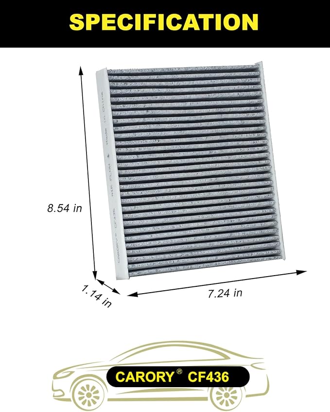 Cabin Air Filter w/Activated Carbon for Subaru Outback (2020-2025), Crosstrek (2018-2023), Ascent (2019-2025), Legacy (2020-2025), Impreza (2017-2023), OE# 72880-FL500, CF12436