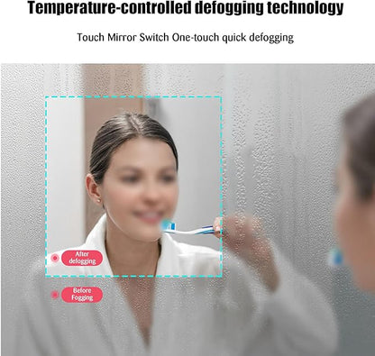 JSLJDM 500 X800 mm Illuminated Backlit LED Bathroom Mirror, Wall Mounted Multifunction Bathroom Vanity Mirror with Lights and Demister Pad, Energy-Saving Illuminated Smart Mirror