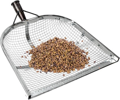 Leaking Soil Shovel Filter Stainless Steel Sieve 4mm/6mm/8mm/12mm Mesh Sifting Shovel for Sifting Corn Kernels Gardening Farm Chicken Coop and Goat Stall Multipurpose Dustpan (Sliver-8MM)