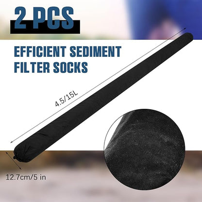 2 Pcs Sediment Filter Erosion Control Blanket Silt Fence Sock with Stuffers Drain Stormwater Sediment Filter for Erosion Control and Storm Drain Protection (5" x 15')
