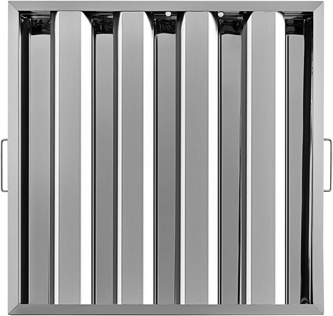 VBENLEM Pack of 6 Hood Filters 19.5W x 19.5H Inch, 430 Stainless Steel 4 Grooves Commercial Hood Filters, Range Hood Filter for Grease Rated Commercial Kitchen Exhaust Hoods