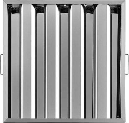 VBENLEM Pack of 6 Hood Filters 19.5W x 19.5H Inch, 430 Stainless Steel 4 Grooves Commercial Hood Filters, Range Hood Filter for Grease Rated Commercial Kitchen Exhaust Hoods