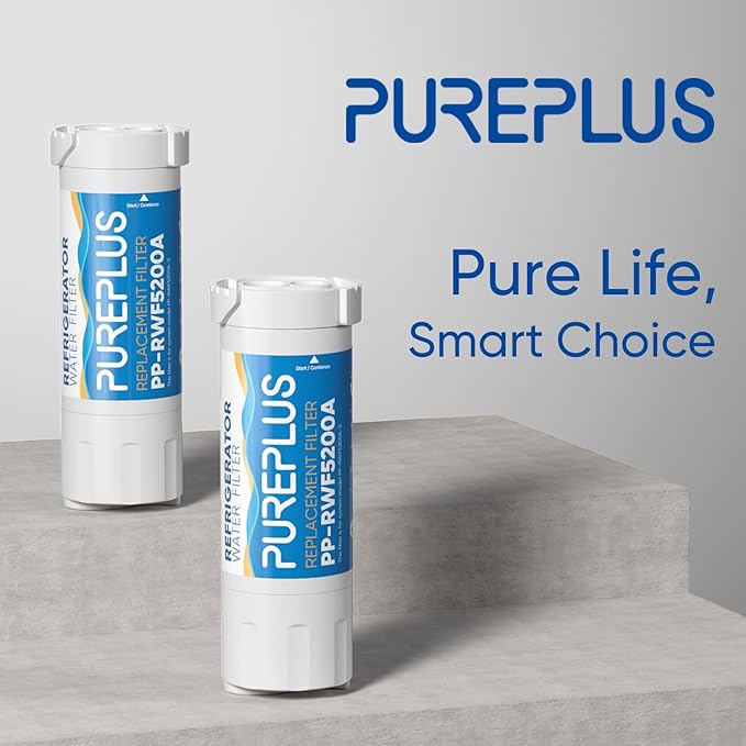PUREPLUS XWF(NOT XWFE, NO Chips) Replacement for GE WR17X30702, GBE21, GDE21, GDE25, GFE24, GFE26, GNE21, GNE25, GNE27, GWE19, GYE18, CFE26 French Door & Side by Side Refrigerator Water Filter, 4Pack