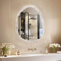 LUVODI Lighted LED Bathroom Mirror: 28”x20”Irregular Stone Pattern Frosted Wall Vanity Mirror with Bright Back Lit - Illuminated Dimmable 3 Colors Vanity Mirrors with Smart Memory Form Anti-Fog