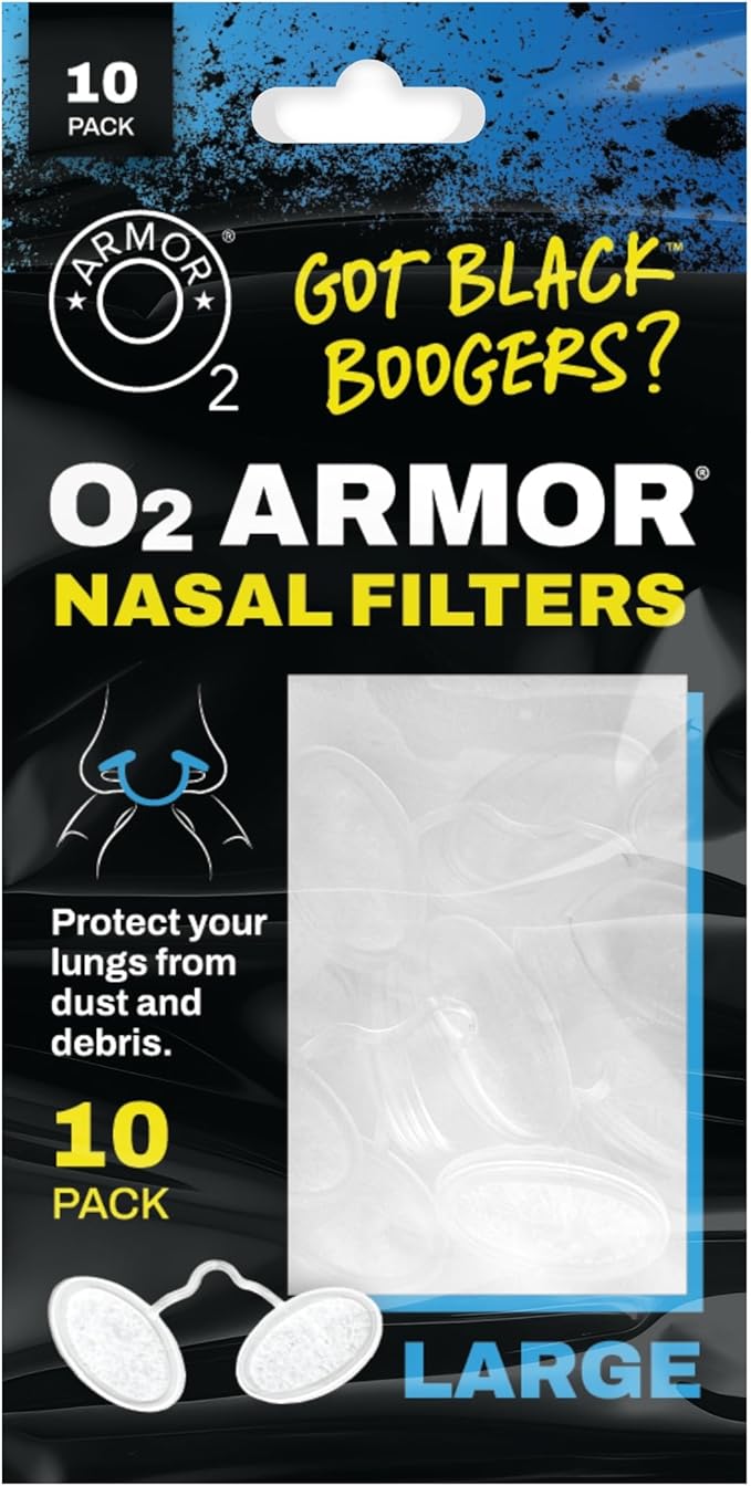 O2 Armor Nose Filters for Welders & Allergies - Nose Filter for Dust - Nasal Filters for Welding - Nose Dust Mask for Construction (10 Pack, Size Large)