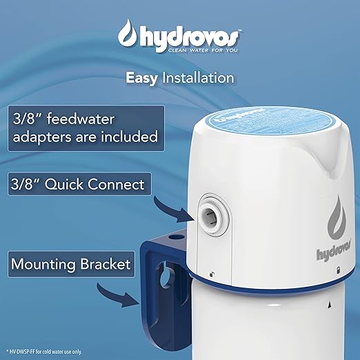 Hydrovos DWSP Premium Microplastic Water Filter, NSF 401/53/42 Under Sink Drinking Water Filtration System, Direct Connect Kitchen/Bathroom Sink, Reduces PFOA, PFOS, Lead, Cysts, Asbestos, Chlorine