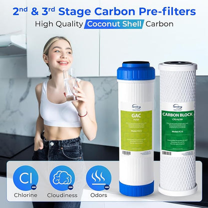 iSpring F3 NSF Certified 6-Month Prefilter Replacement Water Filter Cartridge Pack Set for Standard Reverse Osmosis RO Systems