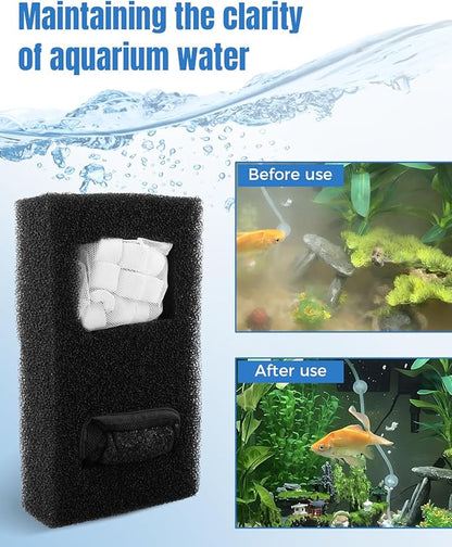 2 Set Aquarium Filter Media Fit for Fluval SPEC, EVO, Betta, Flex Desktop Aquarium Series, Includes 2 Ceramic Rings, 2 Foam Filters A1376, 2 Activated Carbon Filters, 1 Filter Cable