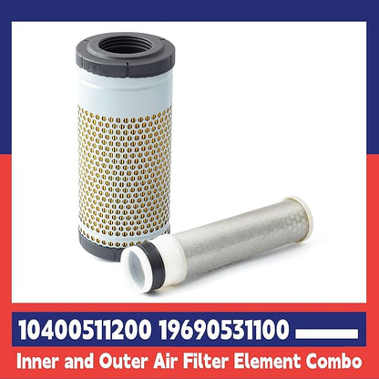 10400511200 19690531100 Inner and Outer Air Filter Element Combo Replacement for Mahindra Tractor Parts Accessories 2815 HST 3616 Gear 4WD