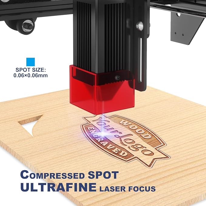 Longer Ray5 Laser Engraver, 10W Laser Cutter, 0.06 * 0.06 mm Precision Laser Engraver for Acrylic, Wood, and Metal with Emergency Stop, 3.5-inch Touch Screen for DIY