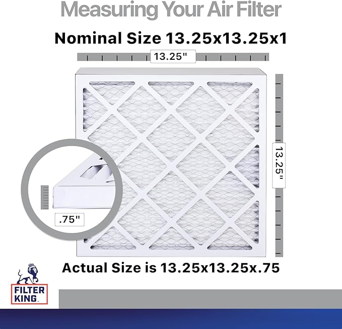 Filter King 13.25x13.25x1 Air Filter | 4-PACK | Carbon MERV 8 HVAC Pleated A/C Furnace Filters | MADE IN USA | Actual Size: 13.25 x 13.25 x .75"