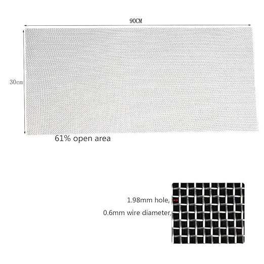 10 Mesh 304 Stainless Steel Woven Wire- 12" X 36" (30cmX90cm) for BBQ Wire Mesh, Cabinets Mesh,Garden Fence Mesh,Window Screens Net, Replacement (12" X 36" (30cmX90cm), 10 Mesh)