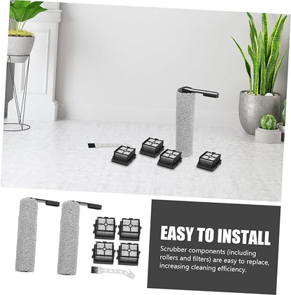 PRETYZOOM 1set Floor Scrubber Replacement Filter Compatible Accessories for Efficient Cleaning of Floor Scrubber Models Includes Slim Rollers and Filters