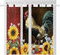 Chicken Sunflowers Bedroom Curtains 72 Inch Length, Window Curtains Tab Top, Farmhouse Animals Red Barn Bees Light Filtering Window Treatments Drapes 52"x72" 2 Panel