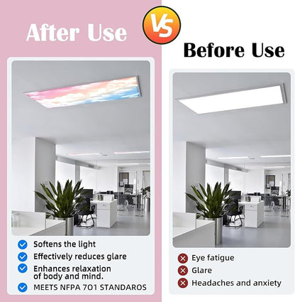 Fluorescent Light Covers - Classroom Covers for Ceiling Lights, 1 PCS 4 x 2 Feet Magnetic Light Filters, Classroom, Office Decor (Rainbow)