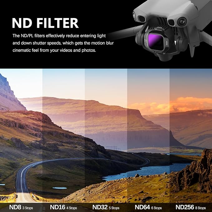 FPVtosky ND & CPL Filter Set Compatible with DJI Mini 5 Pro, Multi-Coated Optical Glass Filter Drone Camera Accessories (6Pack-CPL+ND8/16/32/64/256)