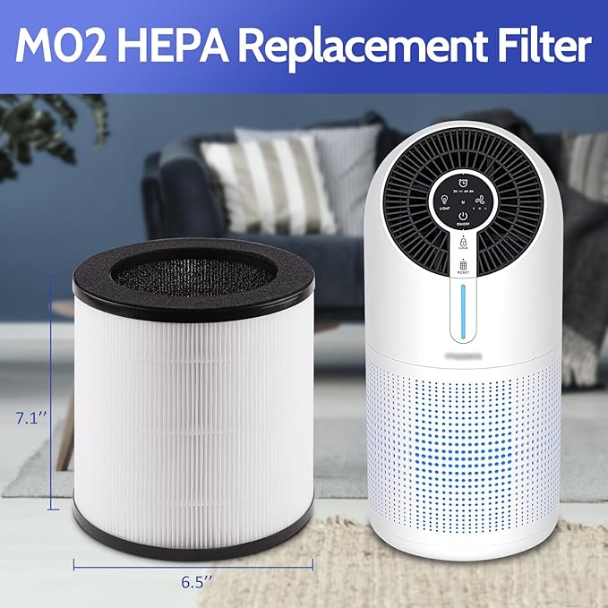 M02 Replacement Filter Compatible with Mooka M02 Air Purifier, M02 H13 True HEPA and Pre-Filter 3-in-1 High-Efficiency 3 Stages Filtration, 2 Pack