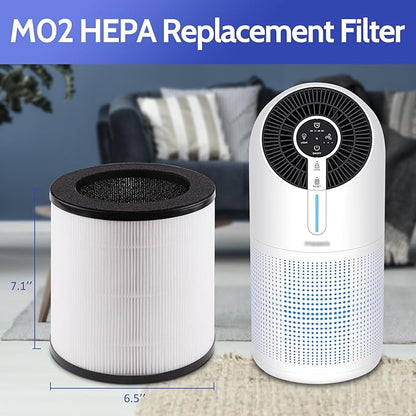 M02 Replacement Filter Compatible with Mooka M02 Air Purifier, M02 H13 True HEPA and Pre-Filter 3-in-1 High-Efficiency 3 Stages Filtration, 2 Pack